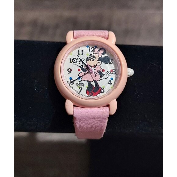 Disney Other - Minnie Mouse Walt Disney Quartz Ladies Girls Pink Watch Leather Band New Battery